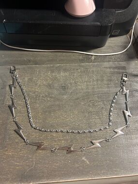 Silver Lightning Bolt Chain Bag Accessories